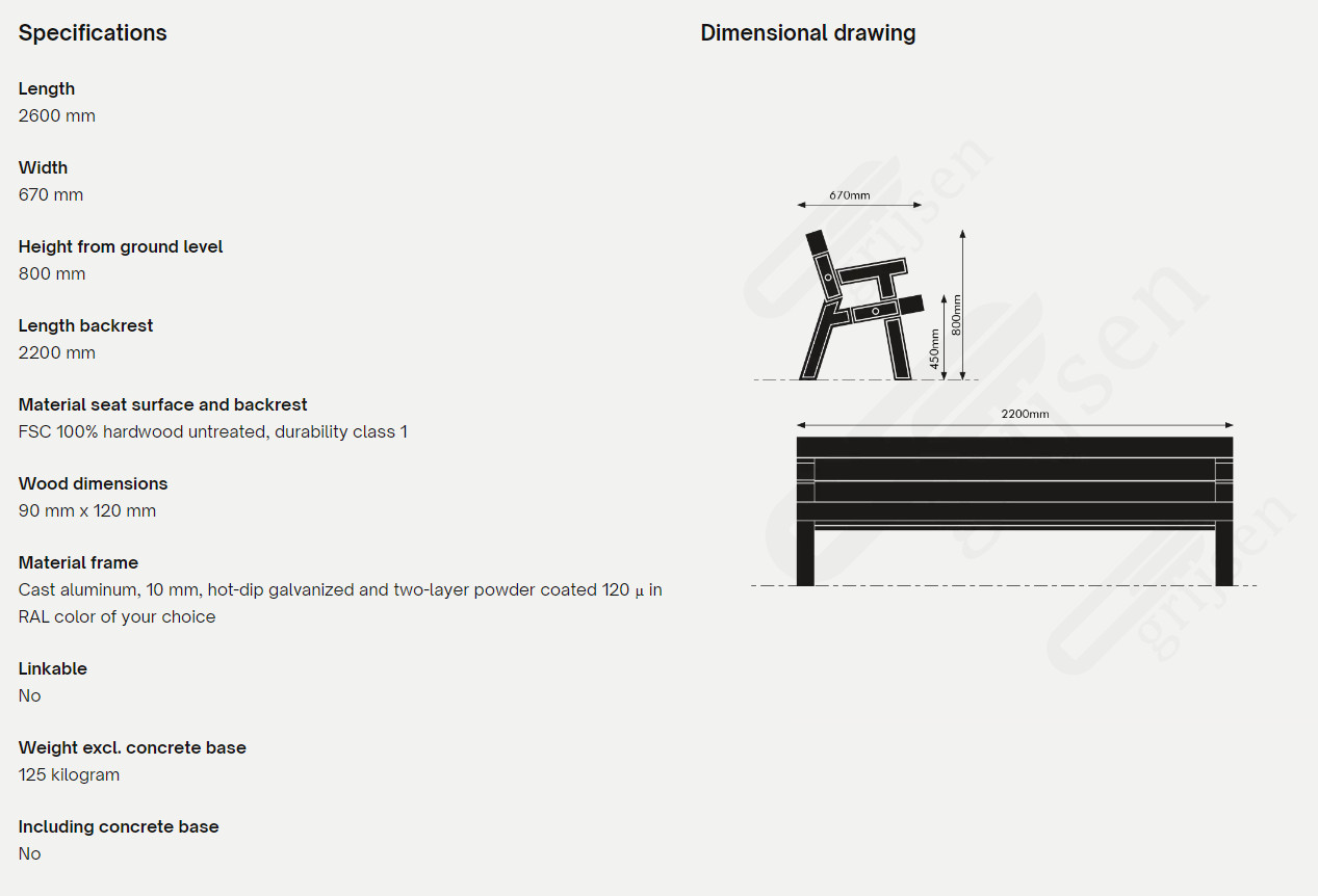 Big Bench bænk dimensioner