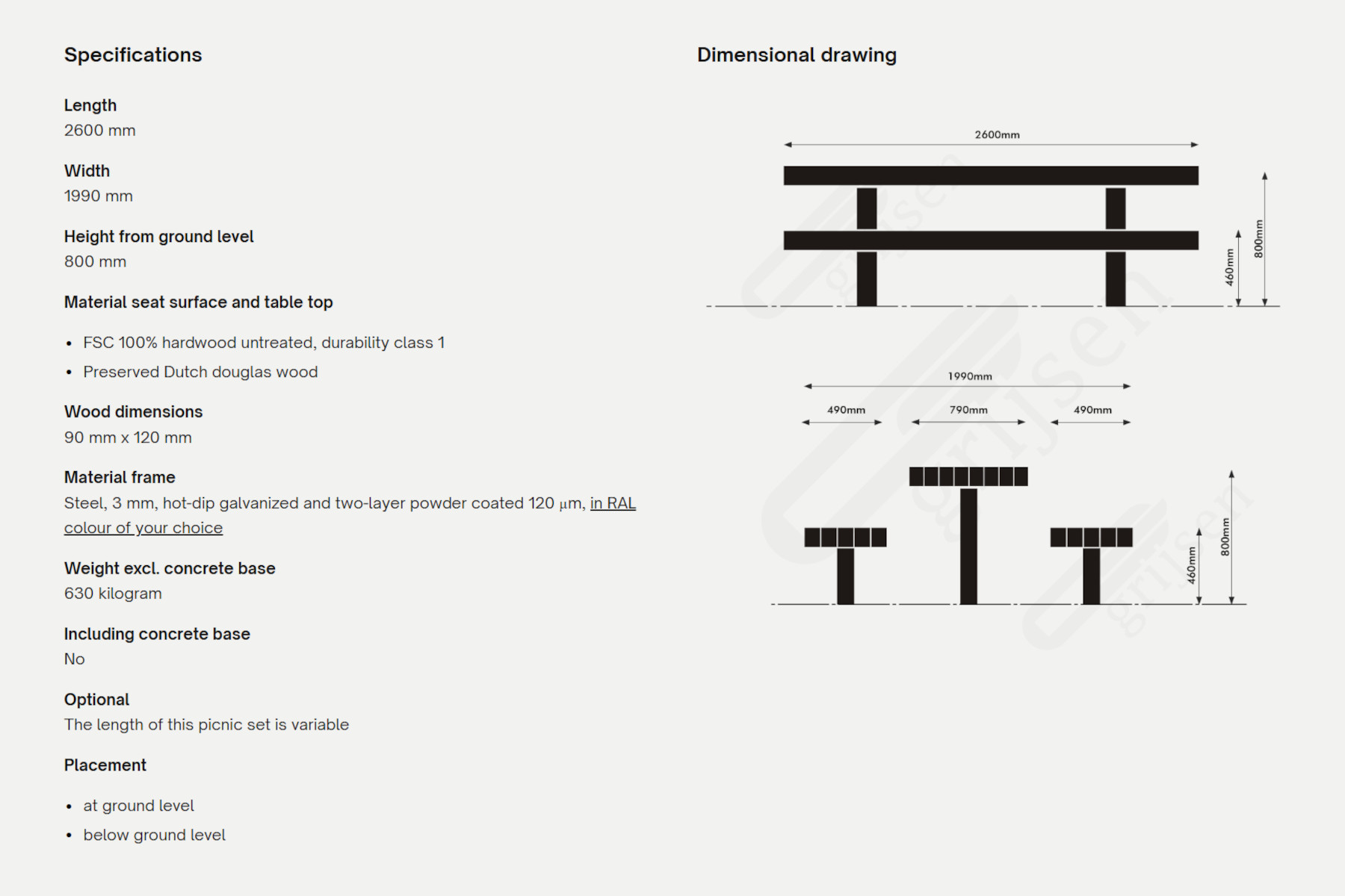 Plane bord bænkesæt 1800x1200